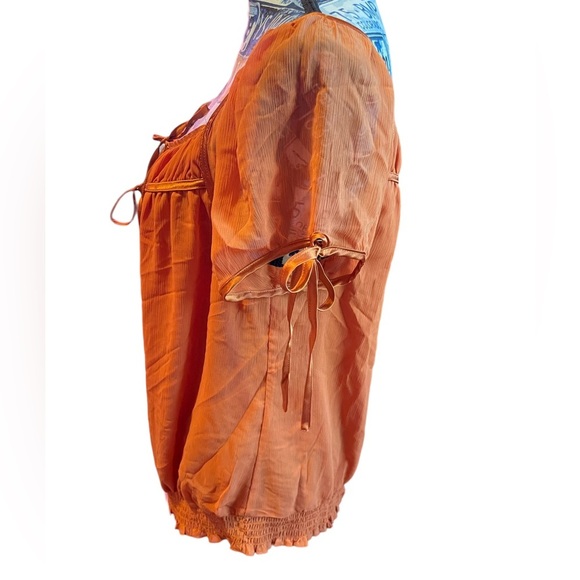 VTG! Y2K LANE Bryant orange peasant top - Picture 3 of 6